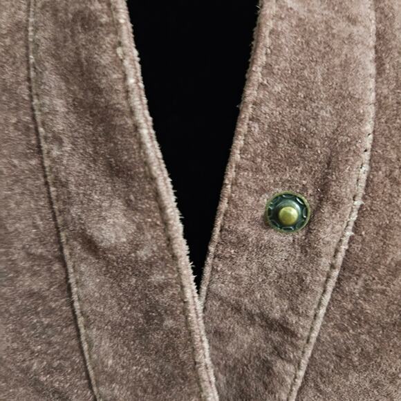 For Joseph Snap Front 100% Leather Western Cowgirl Mauve Shacket Size Large - Picture 7 of 12